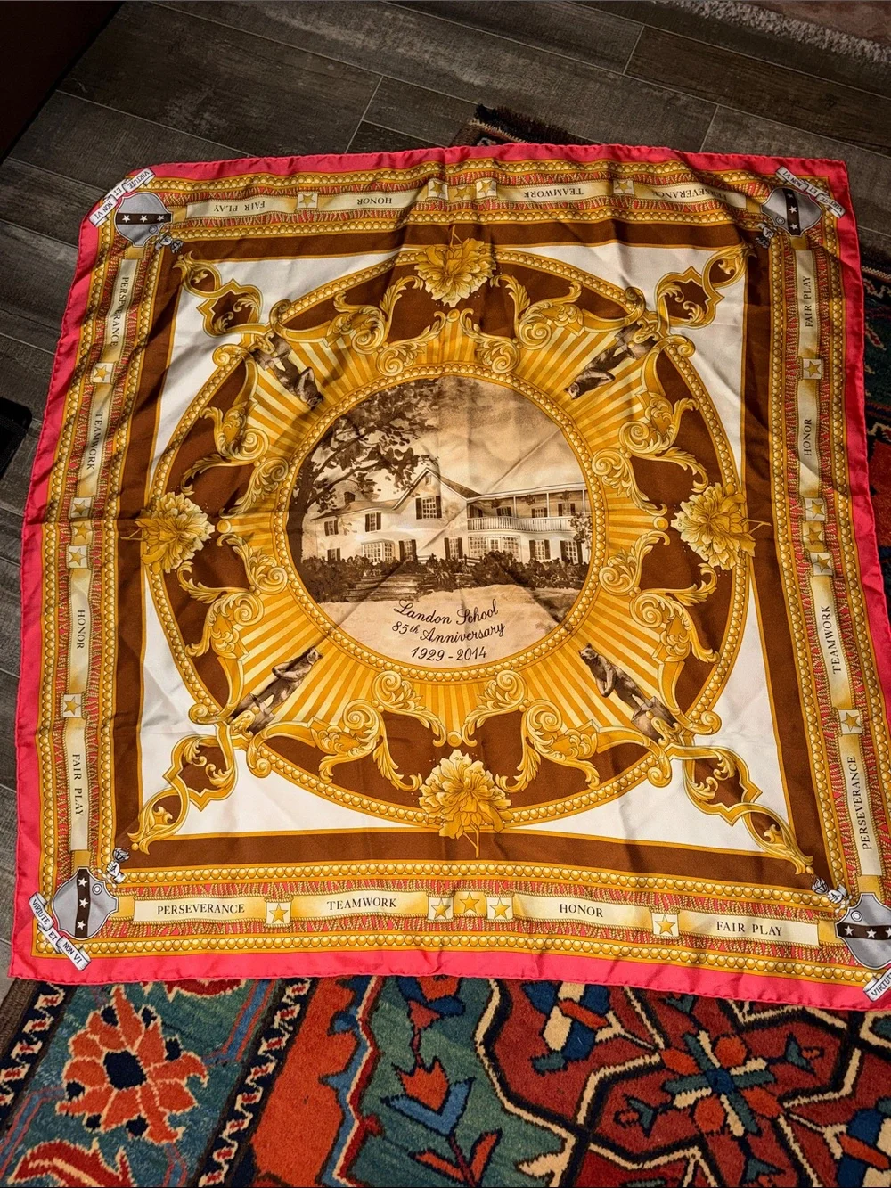 Landon School 85th Anniversary Commemorative Silk Scarf (1929–2014) 100% Silk